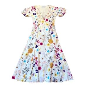 Valencia & Vine cream ruched sleeves front zipped maxi dress size S